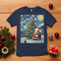 Santa Guinea Pig Starry Night Inspired T Shirt Funny Christmas Gift - Wonder Print Shop