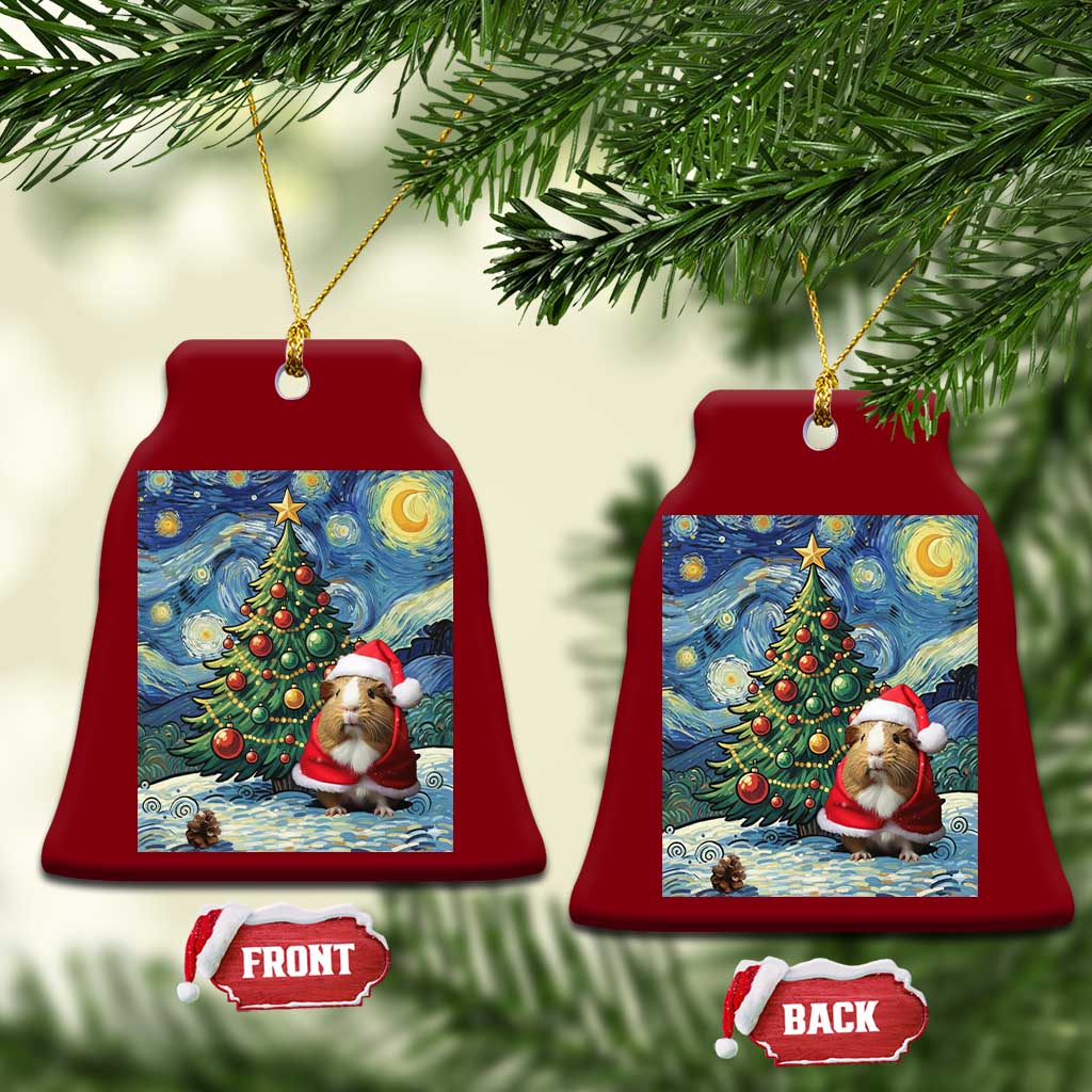 Santa Guinea Pig Starry Night Inspired Ceramic Ornament Funny Christmas Gift - Wonder Print Shop
