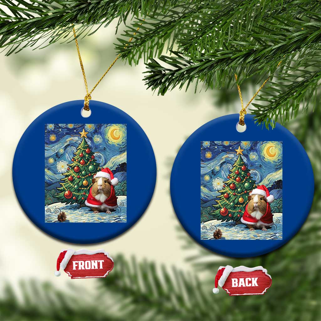 Santa Guinea Pig Starry Night Inspired Ceramic Ornament Funny Christmas Gift - Wonder Print Shop
