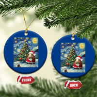 Santa Guinea Pig Starry Night Inspired Ceramic Ornament Funny Christmas Gift - Wonder Print Shop