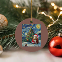 Santa Guinea Pig Starry Night Inspired Ceramic Ornament Funny Christmas Gift - Wonder Print Shop