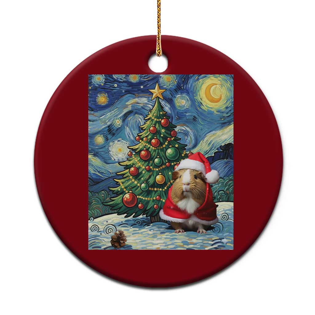 Santa Guinea Pig Starry Night Inspired Ceramic Ornament Funny Christmas Gift - Wonder Print Shop