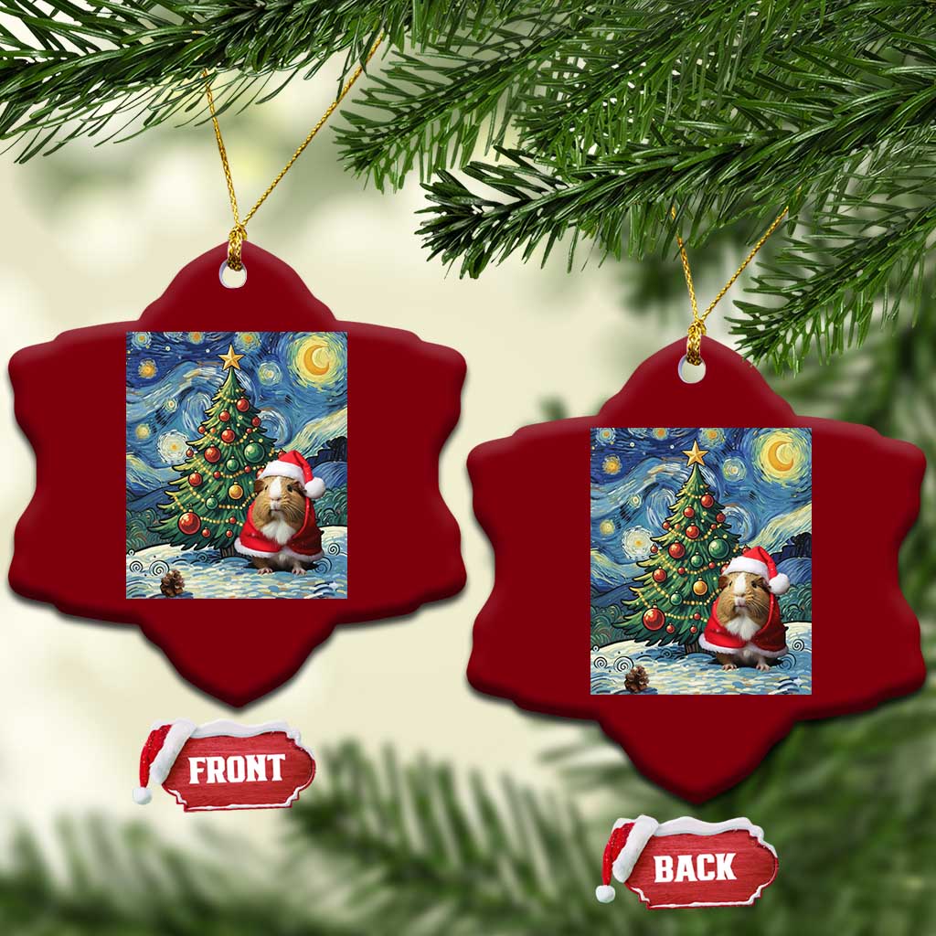 Santa Guinea Pig Starry Night Inspired Ceramic Ornament Funny Christmas Gift - Wonder Print Shop