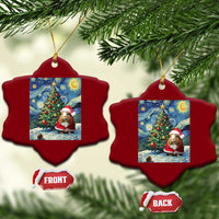 Santa Guinea Pig Starry Night Inspired Ceramic Ornament Funny Christmas Gift - Wonder Print Shop