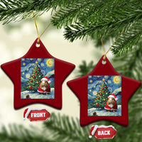 Santa Guinea Pig Starry Night Inspired Ceramic Ornament Funny Christmas Gift - Wonder Print Shop
