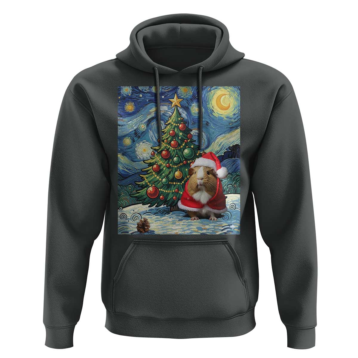 Santa Guinea Pig Starry Night Inspired Hoodie Funny Christmas Gift - Wonder Print Shop
