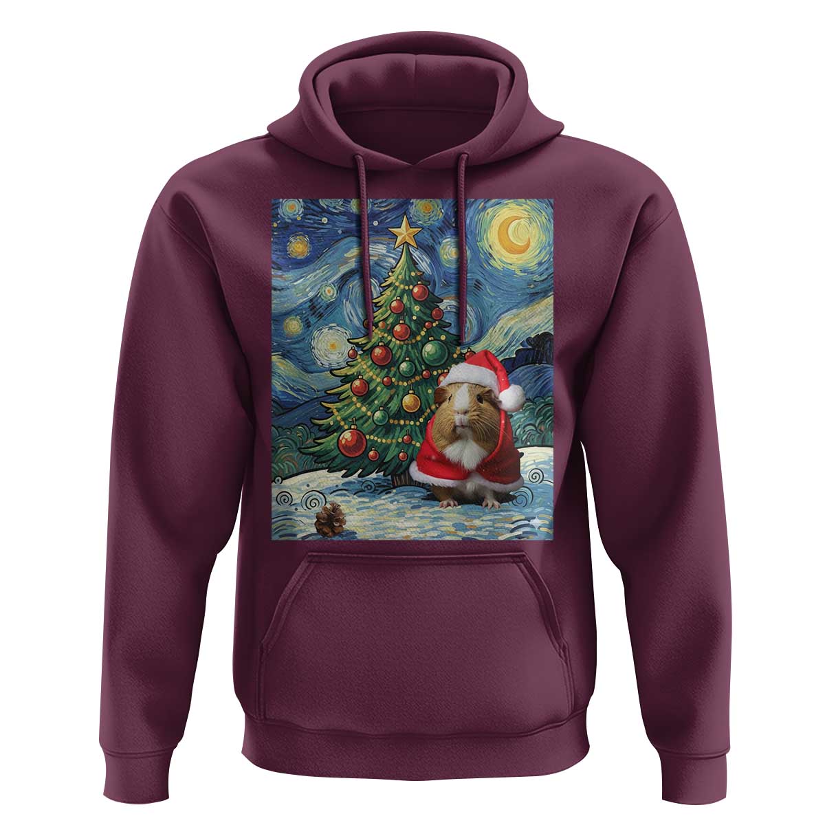 Santa Guinea Pig Starry Night Inspired Hoodie Funny Christmas Gift - Wonder Print Shop