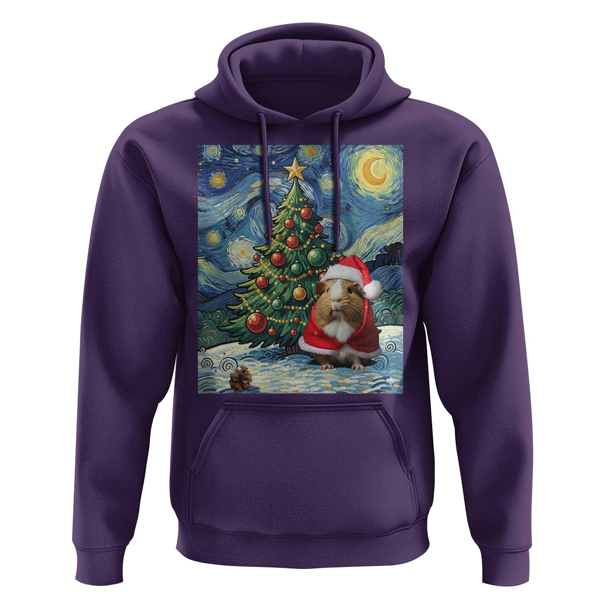 Santa Guinea Pig Starry Night Inspired Hoodie Funny Christmas Gift - Wonder Print Shop