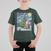 Santa Guinea Pig Starry Night Inspired T Shirt For Kid Funny Christmas Gift - Wonder Print Shop