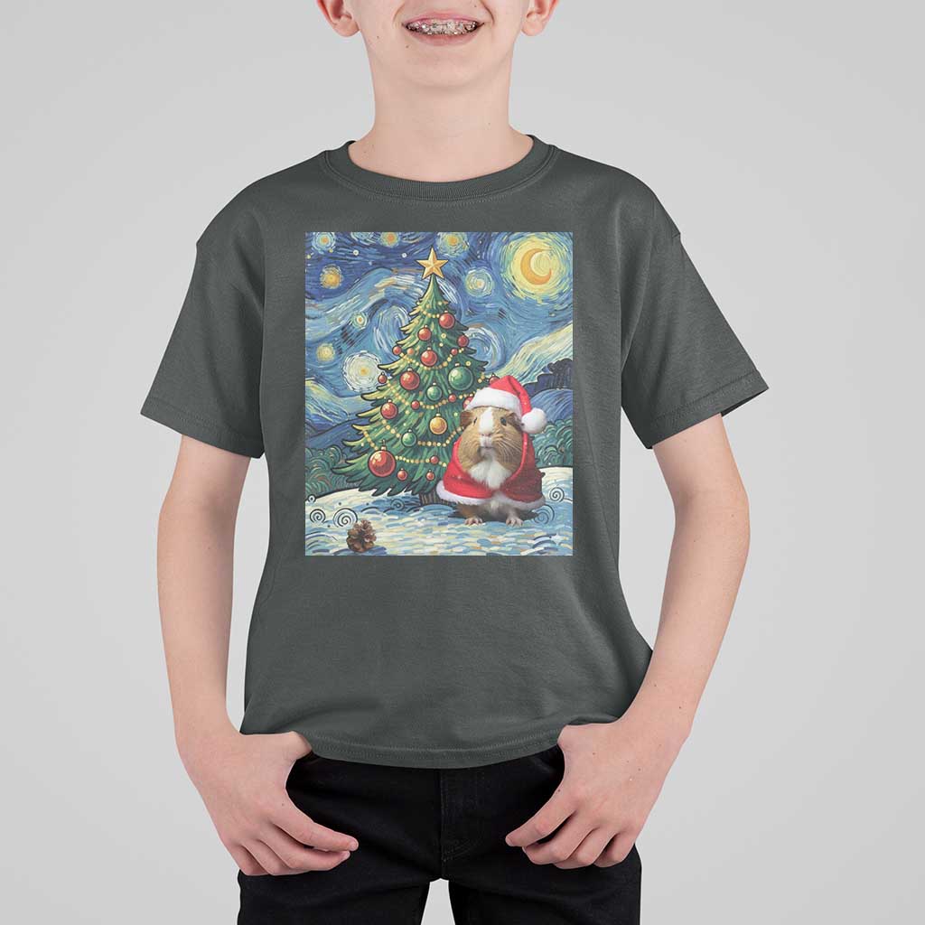 Santa Guinea Pig Starry Night Inspired T Shirt For Kid Funny Christmas Gift - Wonder Print Shop