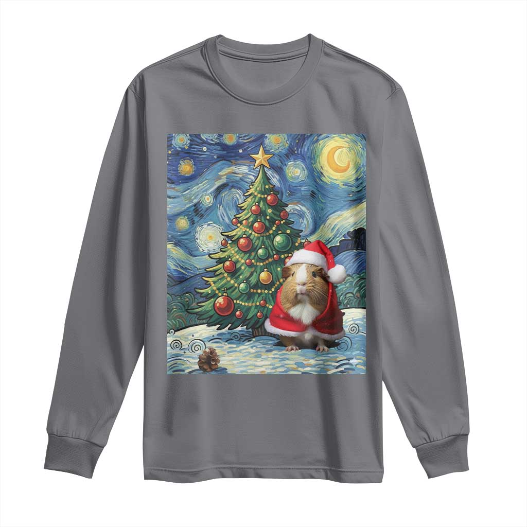 Santa Guinea Pig Starry Night Inspired Long Sleeve Shirt Funny Christmas Gift - Wonder Print Shop