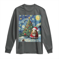 Santa Guinea Pig Starry Night Inspired Long Sleeve Shirt Funny Christmas Gift - Wonder Print Shop