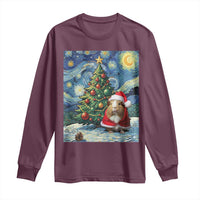 Santa Guinea Pig Starry Night Inspired Long Sleeve Shirt Funny Christmas Gift - Wonder Print Shop