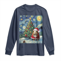 Santa Guinea Pig Starry Night Inspired Long Sleeve Shirt Funny Christmas Gift - Wonder Print Shop