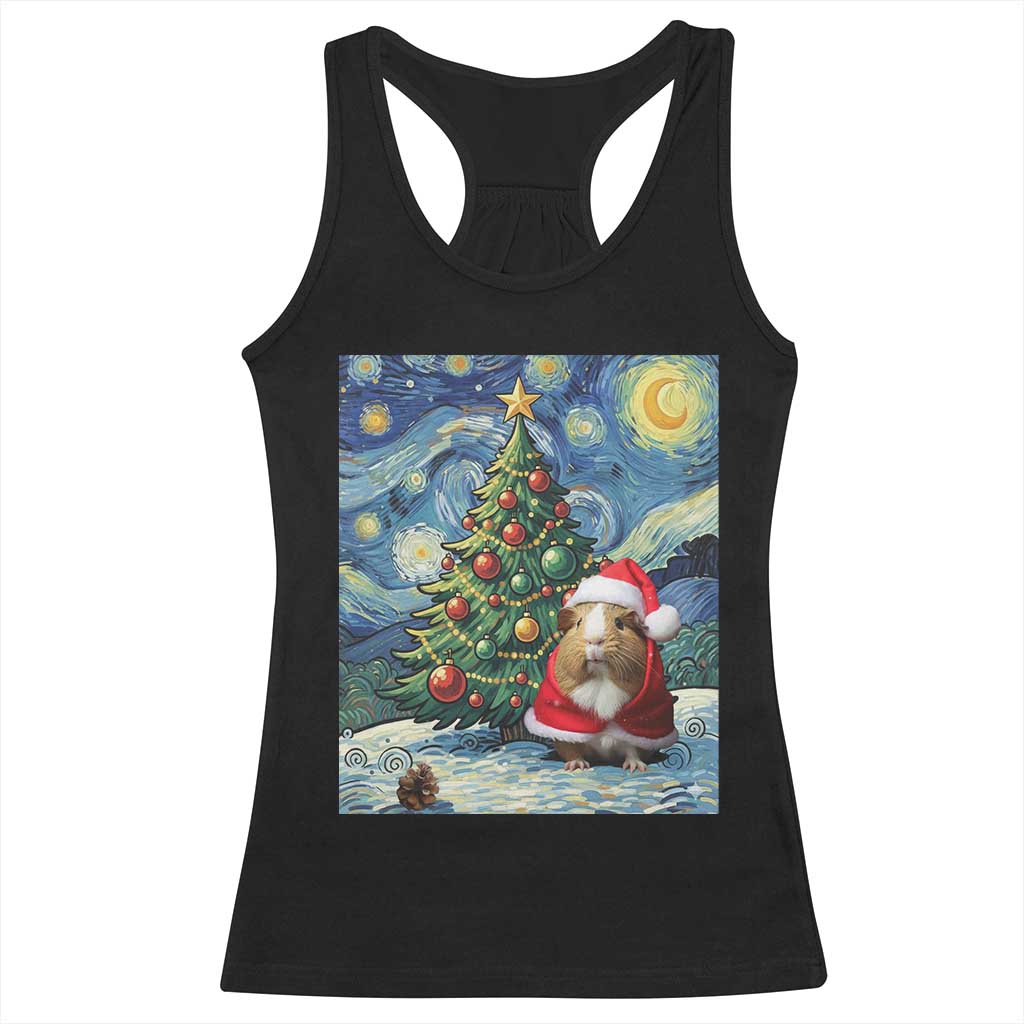 Santa Guinea Pig Starry Night Inspired Racerback Tank Top Funny Christmas Gift - Wonder Print Shop