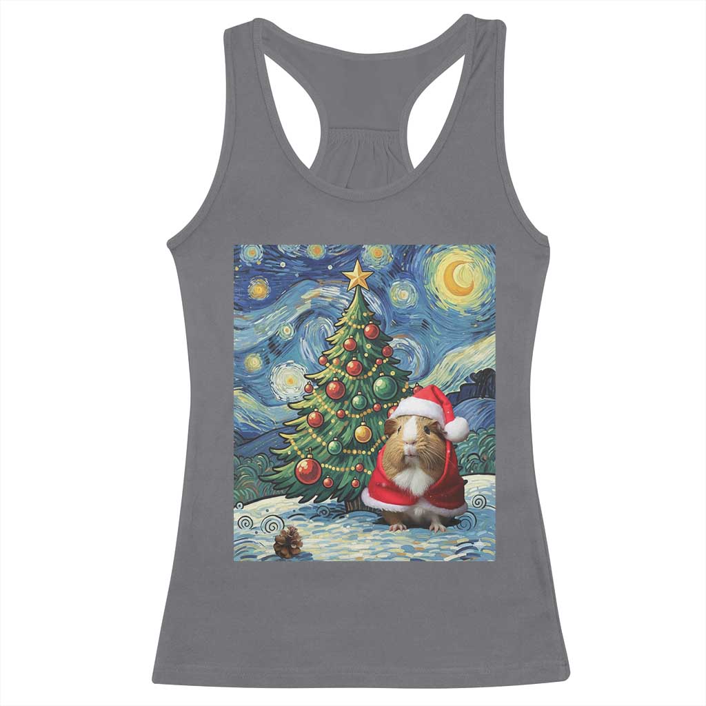 Santa Guinea Pig Starry Night Inspired Racerback Tank Top Funny Christmas Gift - Wonder Print Shop