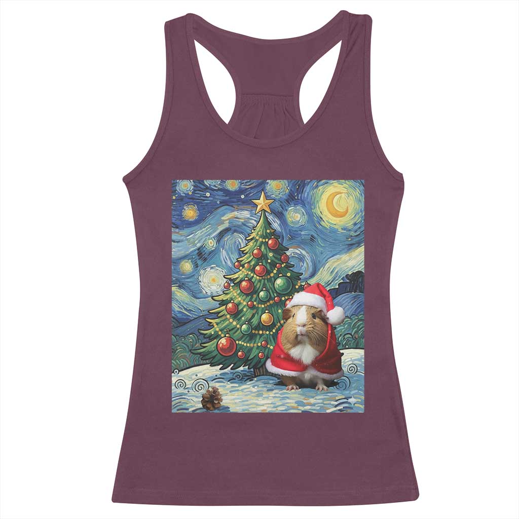 Santa Guinea Pig Starry Night Inspired Racerback Tank Top Funny Christmas Gift - Wonder Print Shop