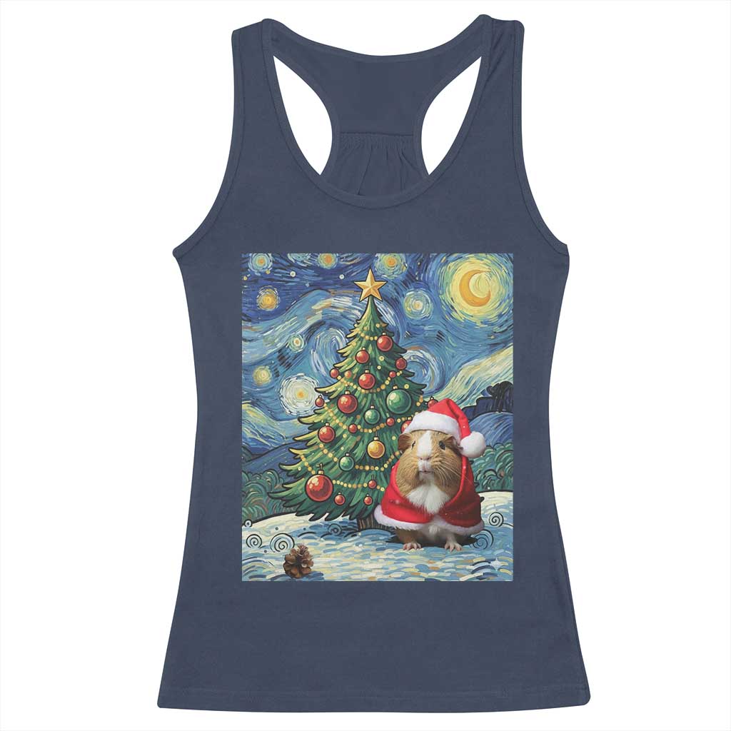 Santa Guinea Pig Starry Night Inspired Racerback Tank Top Funny Christmas Gift - Wonder Print Shop