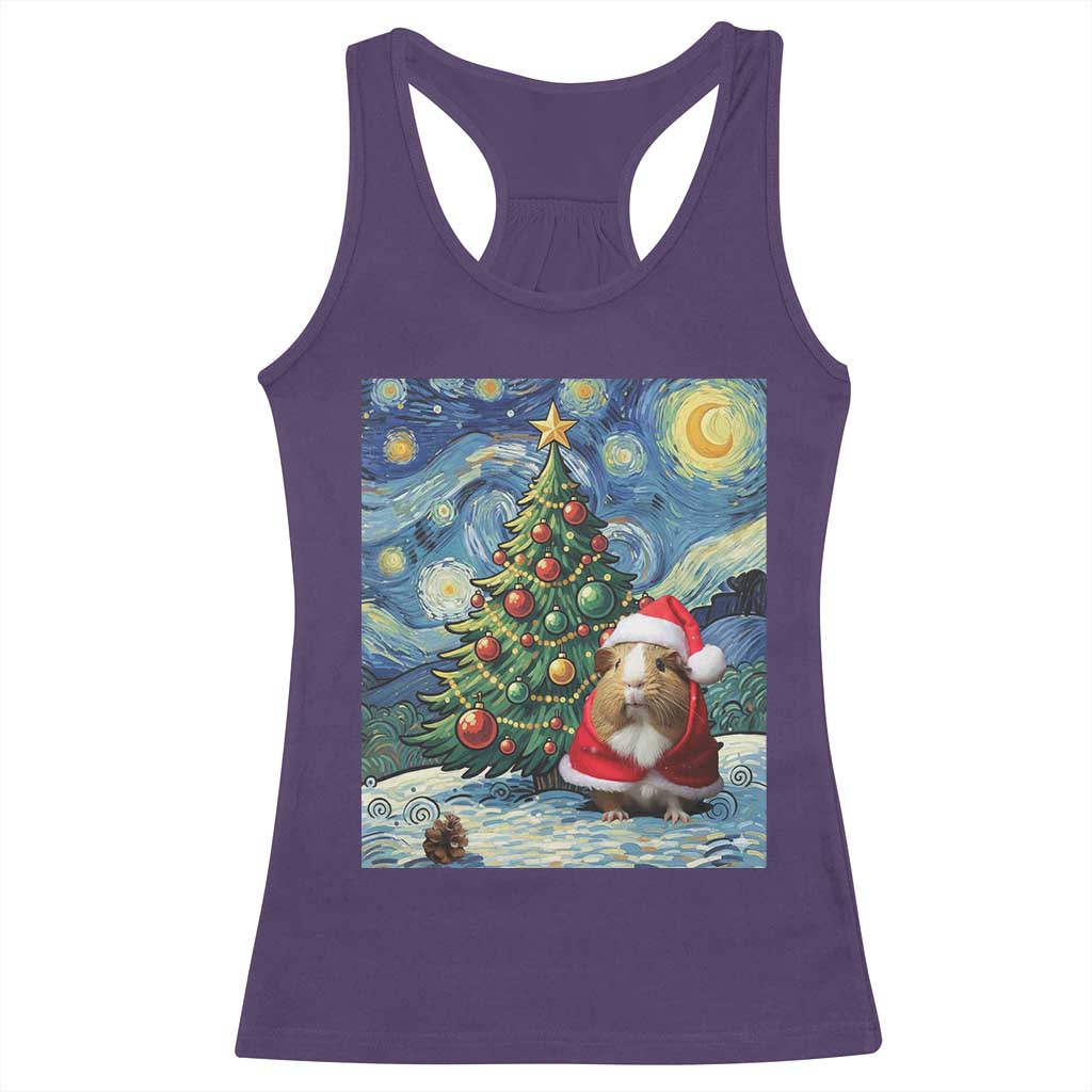 Santa Guinea Pig Starry Night Inspired Racerback Tank Top Funny Christmas Gift - Wonder Print Shop