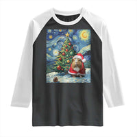 Santa Guinea Pig Starry Night Inspired Raglan Shirt Funny Christmas Gift - Wonder Print Shop
