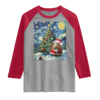 Santa Guinea Pig Starry Night Inspired Raglan Shirt Funny Christmas Gift - Wonder Print Shop