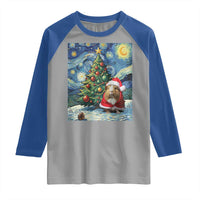 Santa Guinea Pig Starry Night Inspired Raglan Shirt Funny Christmas Gift - Wonder Print Shop