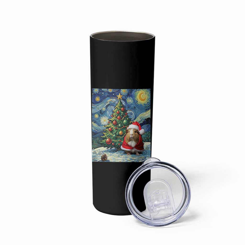 Santa Guinea Pig Starry Night Inspired Skinny Tumbler Funny Christmas Gift - Wonder Print Shop