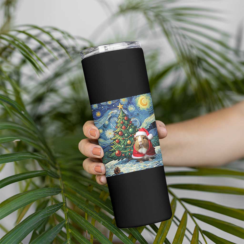 Santa Guinea Pig Starry Night Inspired Skinny Tumbler Funny Christmas Gift - Wonder Print Shop