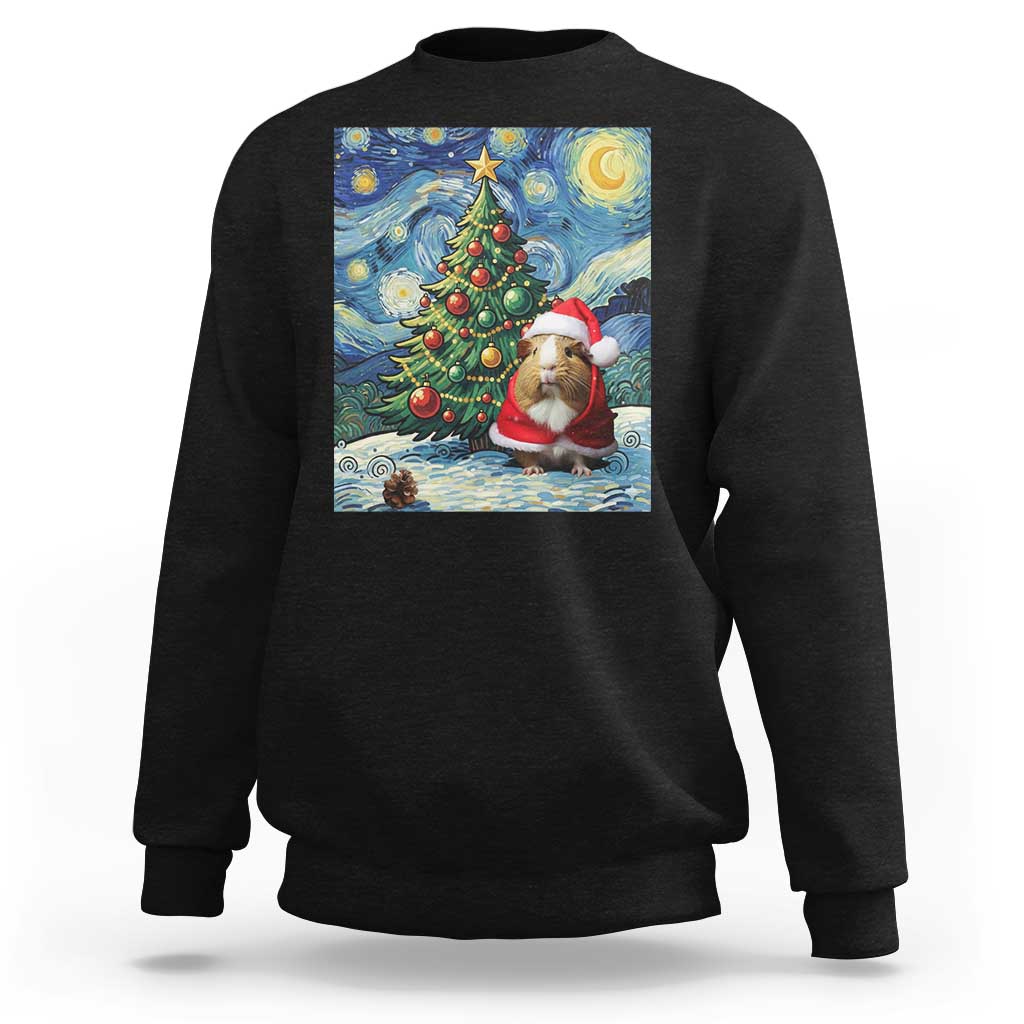 Santa Guinea Pig Starry Night Inspired Sweatshirt Funny Christmas Gift - Wonder Print Shop