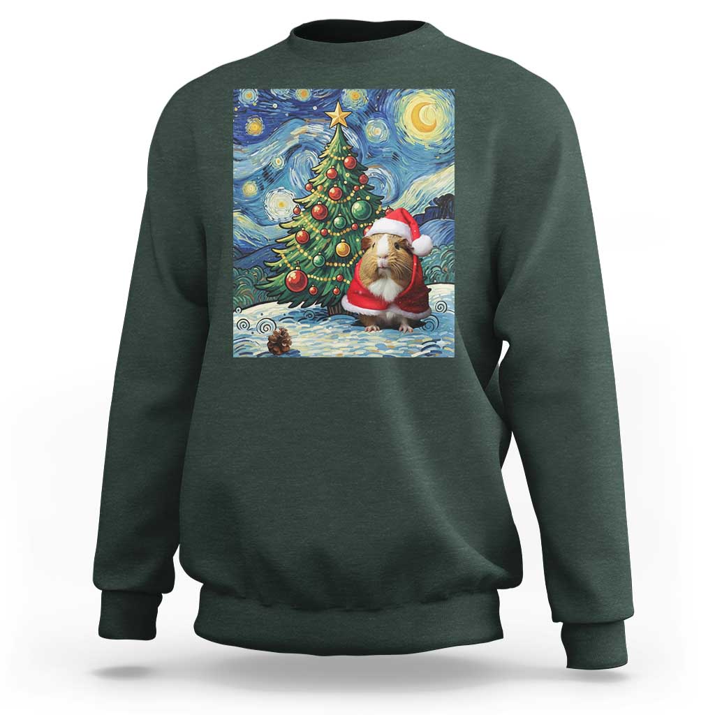 Santa Guinea Pig Starry Night Inspired Sweatshirt Funny Christmas Gift - Wonder Print Shop