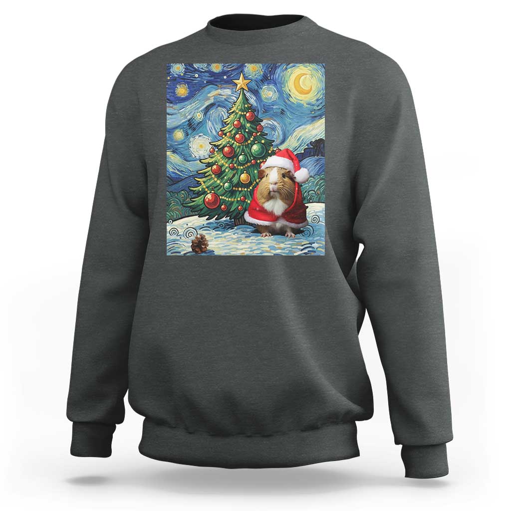 Santa Guinea Pig Starry Night Inspired Sweatshirt Funny Christmas Gift - Wonder Print Shop
