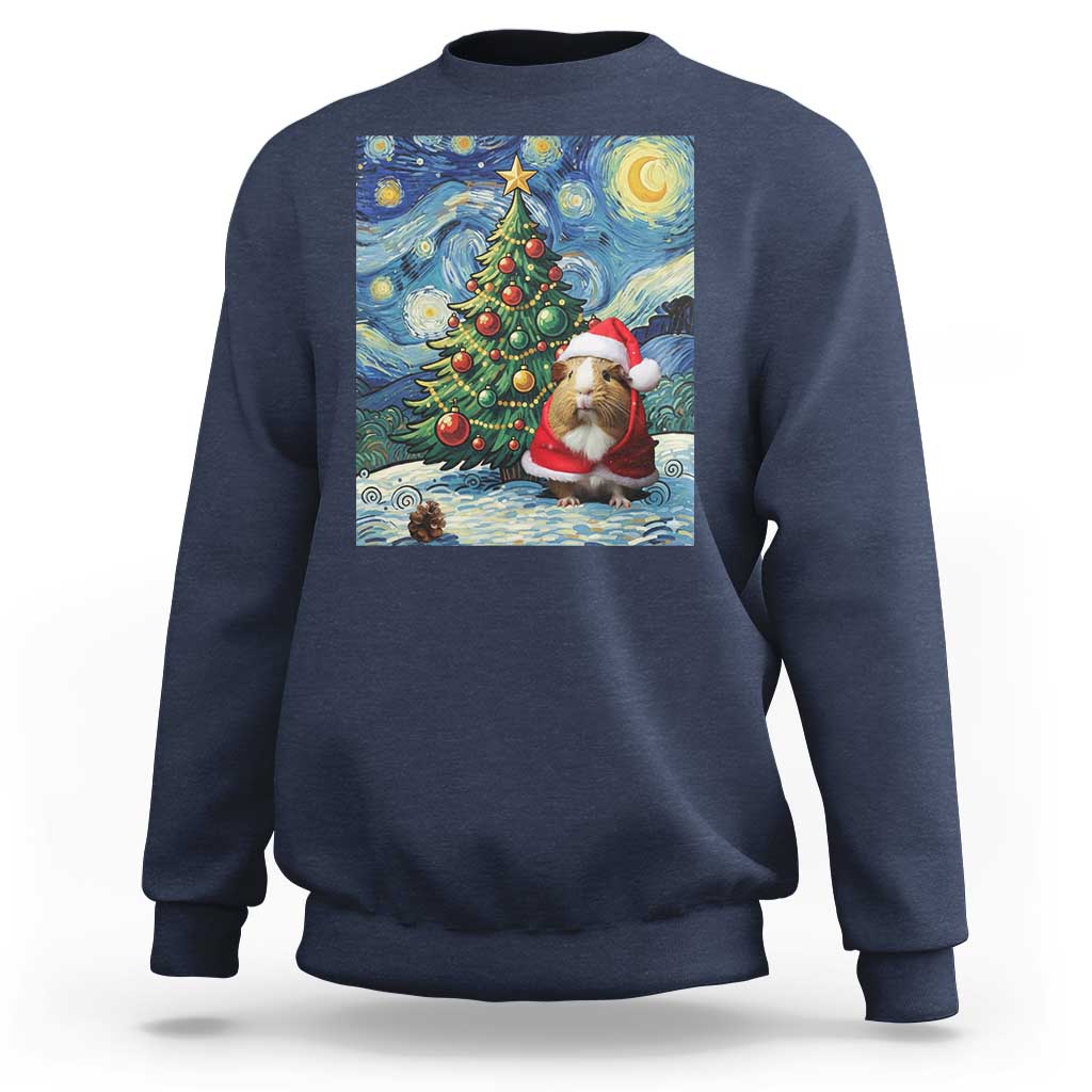 Santa Guinea Pig Starry Night Inspired Sweatshirt Funny Christmas Gift - Wonder Print Shop