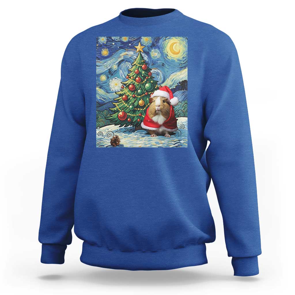 Santa Guinea Pig Starry Night Inspired Sweatshirt Funny Christmas Gift - Wonder Print Shop