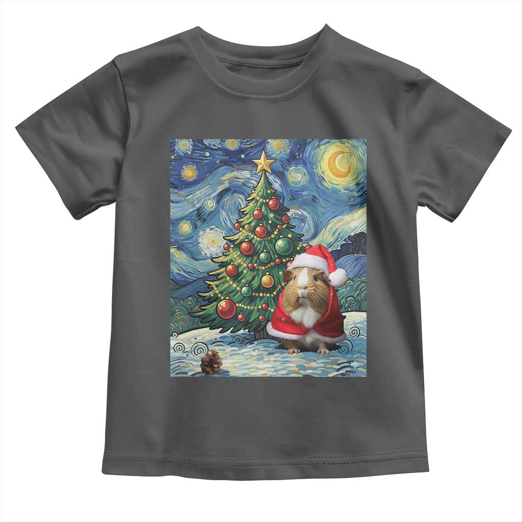 Santa Guinea Pig Starry Night Inspired Toddler T Shirt Funny Christmas Gift - Wonder Print Shop