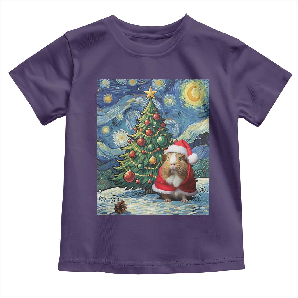 Santa Guinea Pig Starry Night Inspired Toddler T Shirt Funny Christmas Gift - Wonder Print Shop