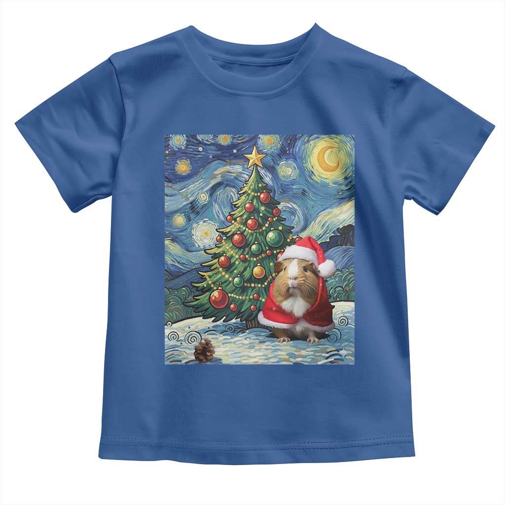 Santa Guinea Pig Starry Night Inspired Toddler T Shirt Funny Christmas Gift - Wonder Print Shop