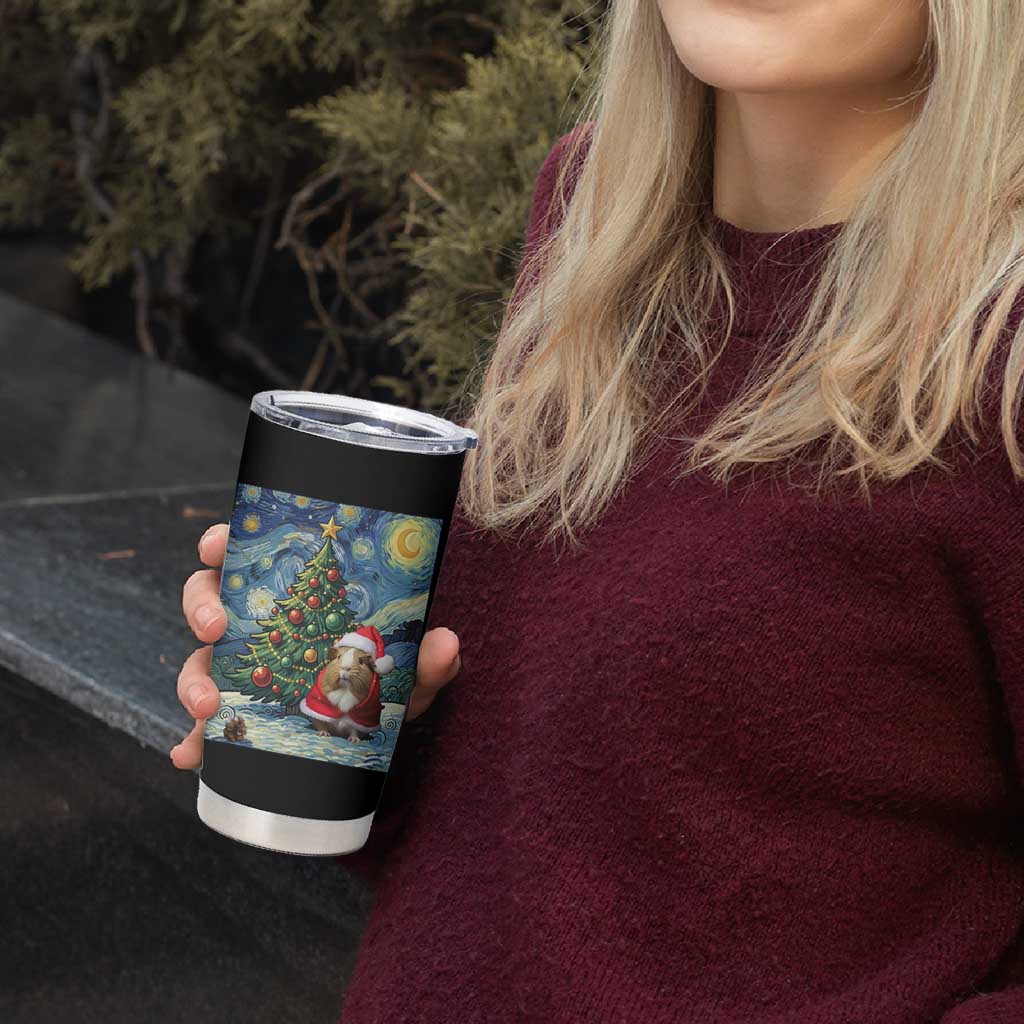 Santa Guinea Pig Starry Night Inspired Tumbler Cup Funny Christmas Gift - Wonder Print Shop
