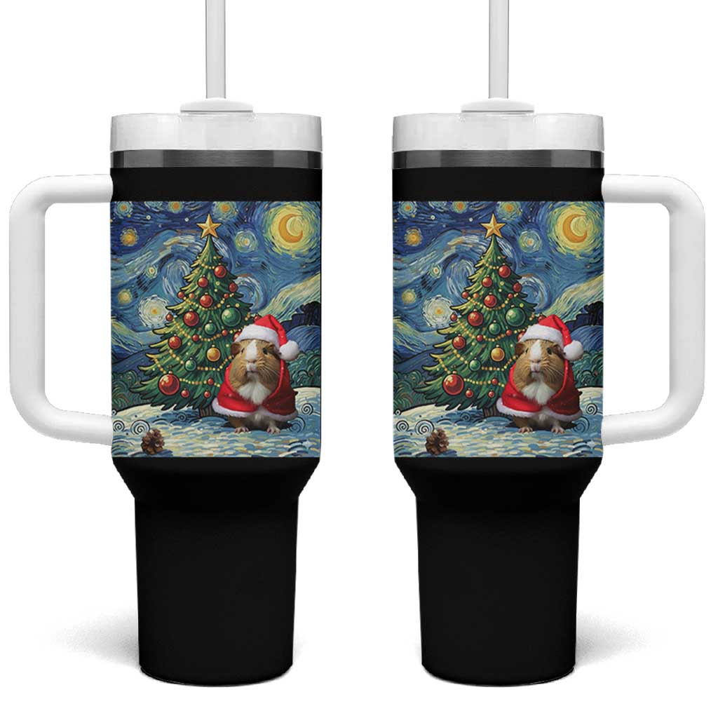 Santa Guinea Pig Starry Night Inspired Tumbler With Handle Funny Christmas Gift - Wonder Print Shop