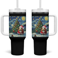 Santa Guinea Pig Starry Night Inspired Tumbler With Handle Funny Christmas Gift - Wonder Print Shop