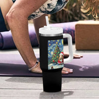 Santa Guinea Pig Starry Night Inspired Tumbler With Handle Funny Christmas Gift - Wonder Print Shop