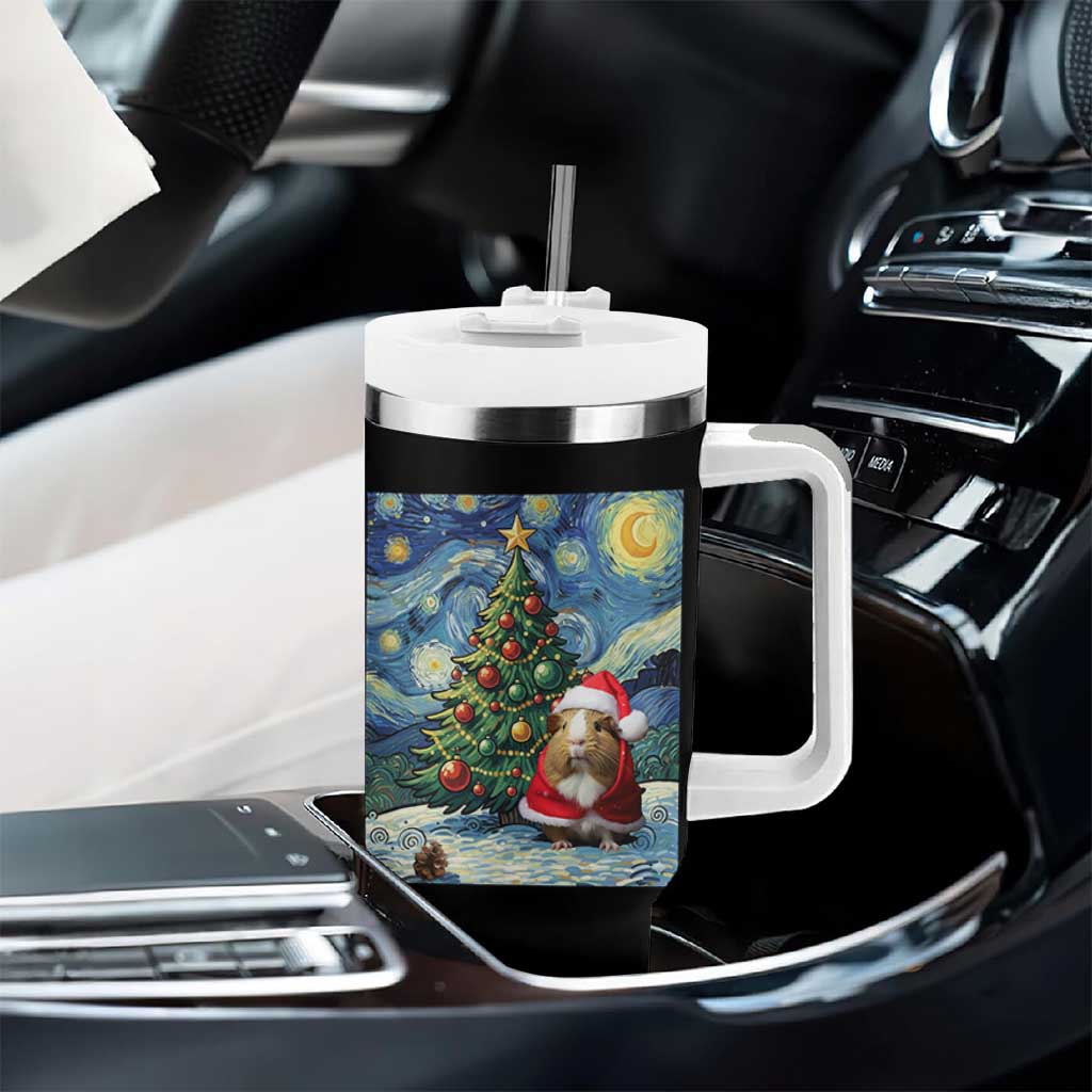 Santa Guinea Pig Starry Night Inspired Tumbler With Handle Funny Christmas Gift - Wonder Print Shop