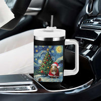 Santa Guinea Pig Starry Night Inspired Tumbler With Handle Funny Christmas Gift - Wonder Print Shop