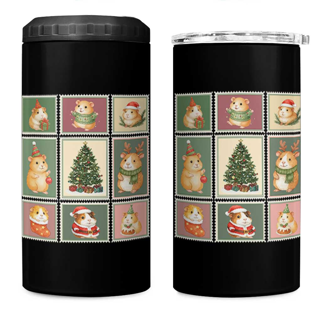 Tis The Season To Be Wheeky 4 in 1 Can Cooler Tumbler Christmas Guinea Pig Gift - Wonder Print Shop