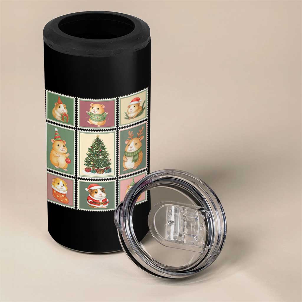 Tis The Season To Be Wheeky 4 in 1 Can Cooler Tumbler Christmas Guinea Pig Gift - Wonder Print Shop