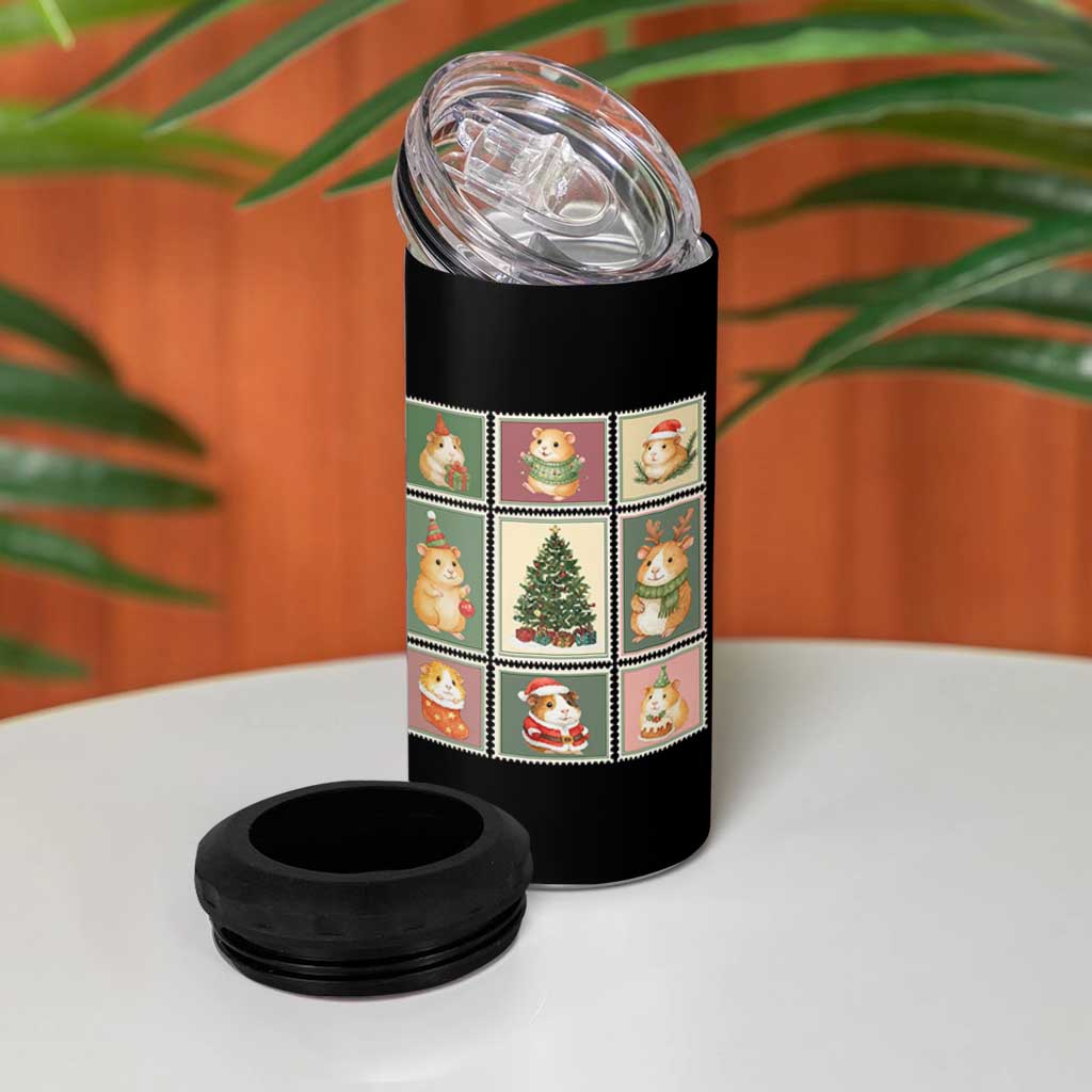 Tis The Season To Be Wheeky 4 in 1 Can Cooler Tumbler Christmas Guinea Pig Gift - Wonder Print Shop