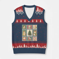 Tis The Season To Be Wheeky V-Neck Knit Sweater Vest Christmas Guinea Pig Gift - Wonder Print Shop