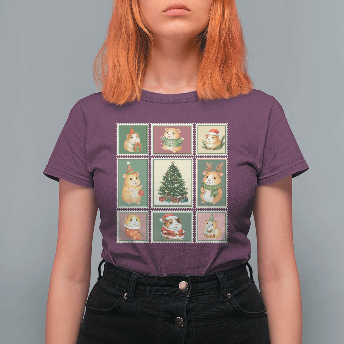 Tis The Season To Be Wheeky T Shirt For Women Christmas Guinea Pig Gift - Wonder Print Shop