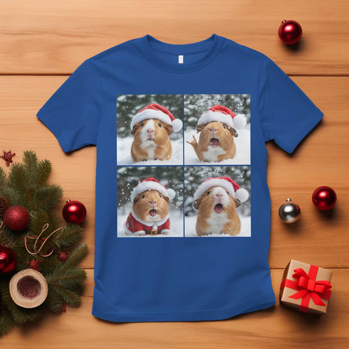 Funny Guinea Pig With Santa Hat Photobooth T Shirt Christmas Gift - Wonder Print Shop
