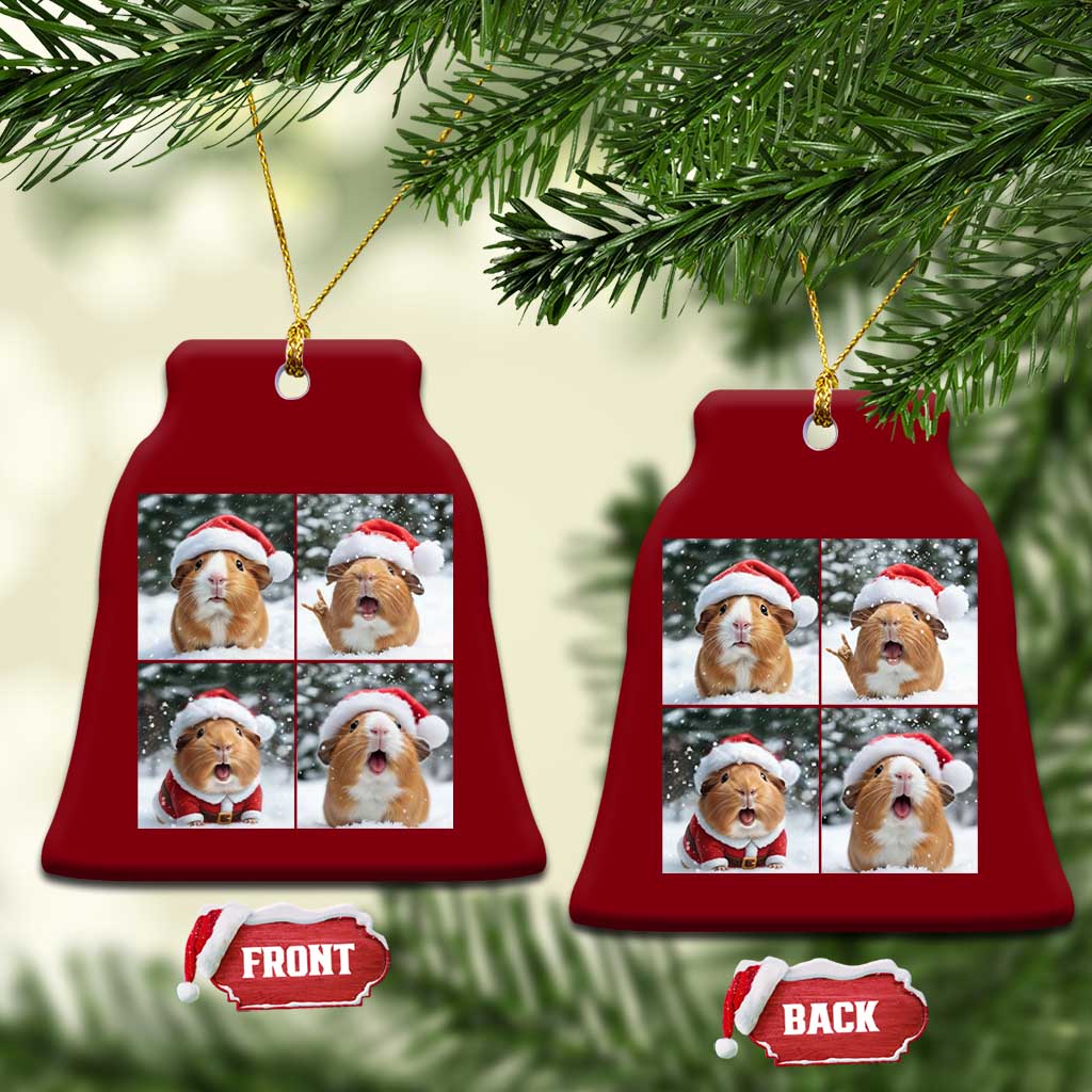 Funny Guinea Pig With Santa Hat Photobooth Ceramic Ornament Christmas Gift - Wonder Print Shop
