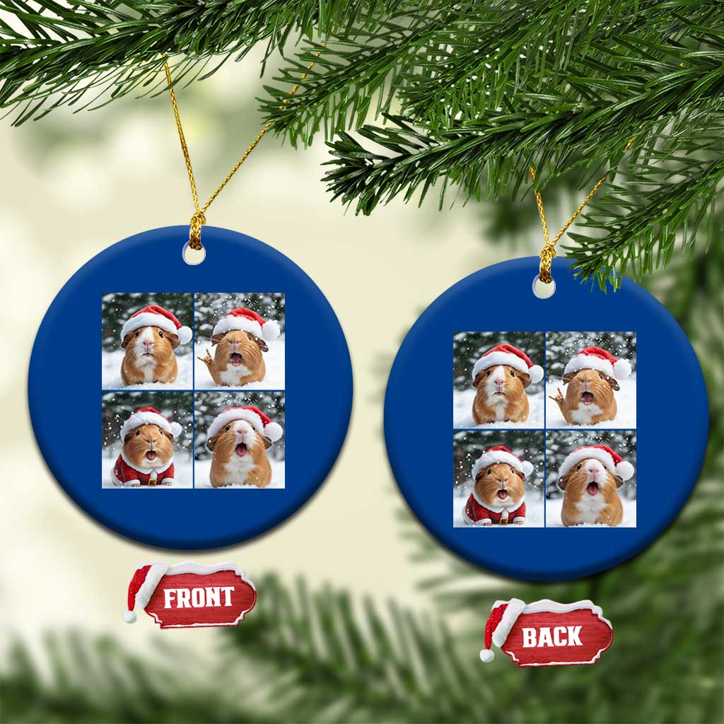 Funny Guinea Pig With Santa Hat Photobooth Ceramic Ornament Christmas Gift - Wonder Print Shop